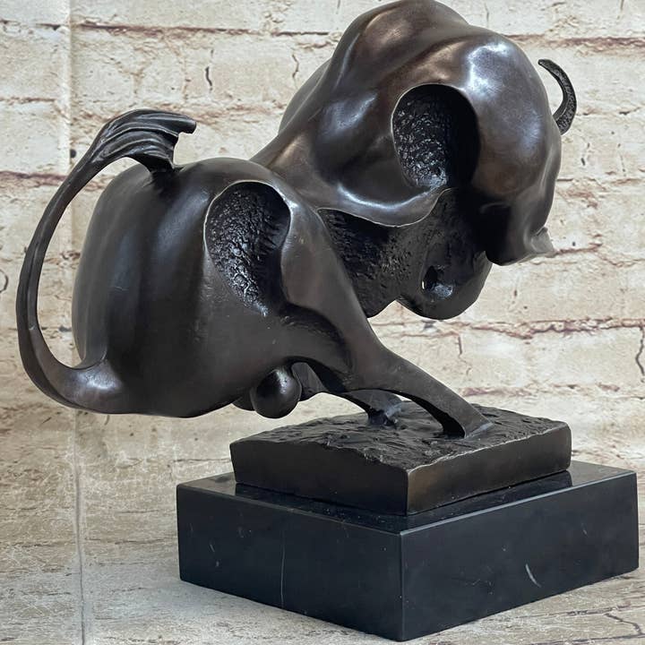 Bronzhaus - Vente Sculpture - Statue de taureau en bronze d'art moderne Milo originale abstraite milieu du siècle