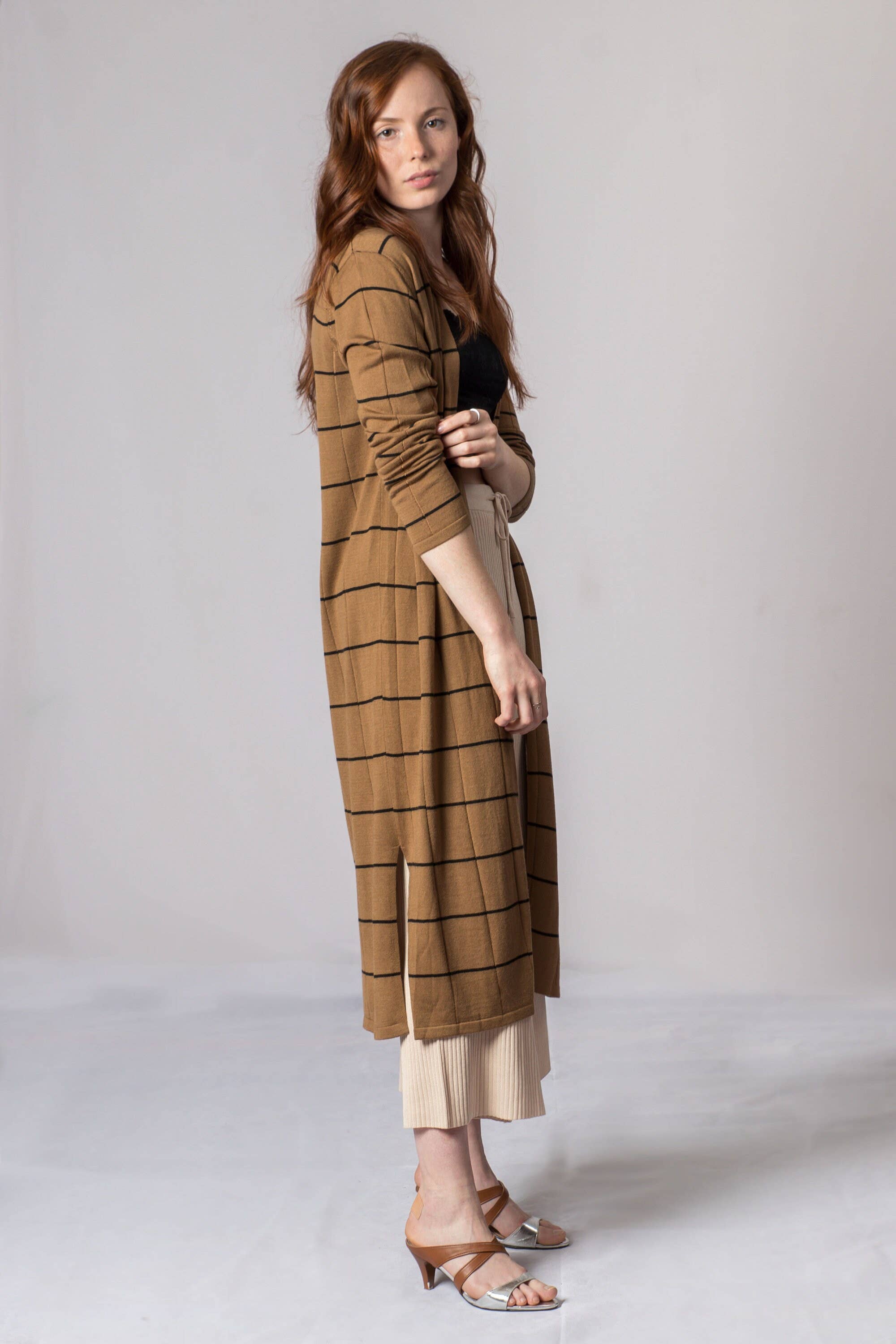 ALS Australia - Wholesale Cardigan – Women’s - Women's Striped Wool Yarn Long Cardigan6