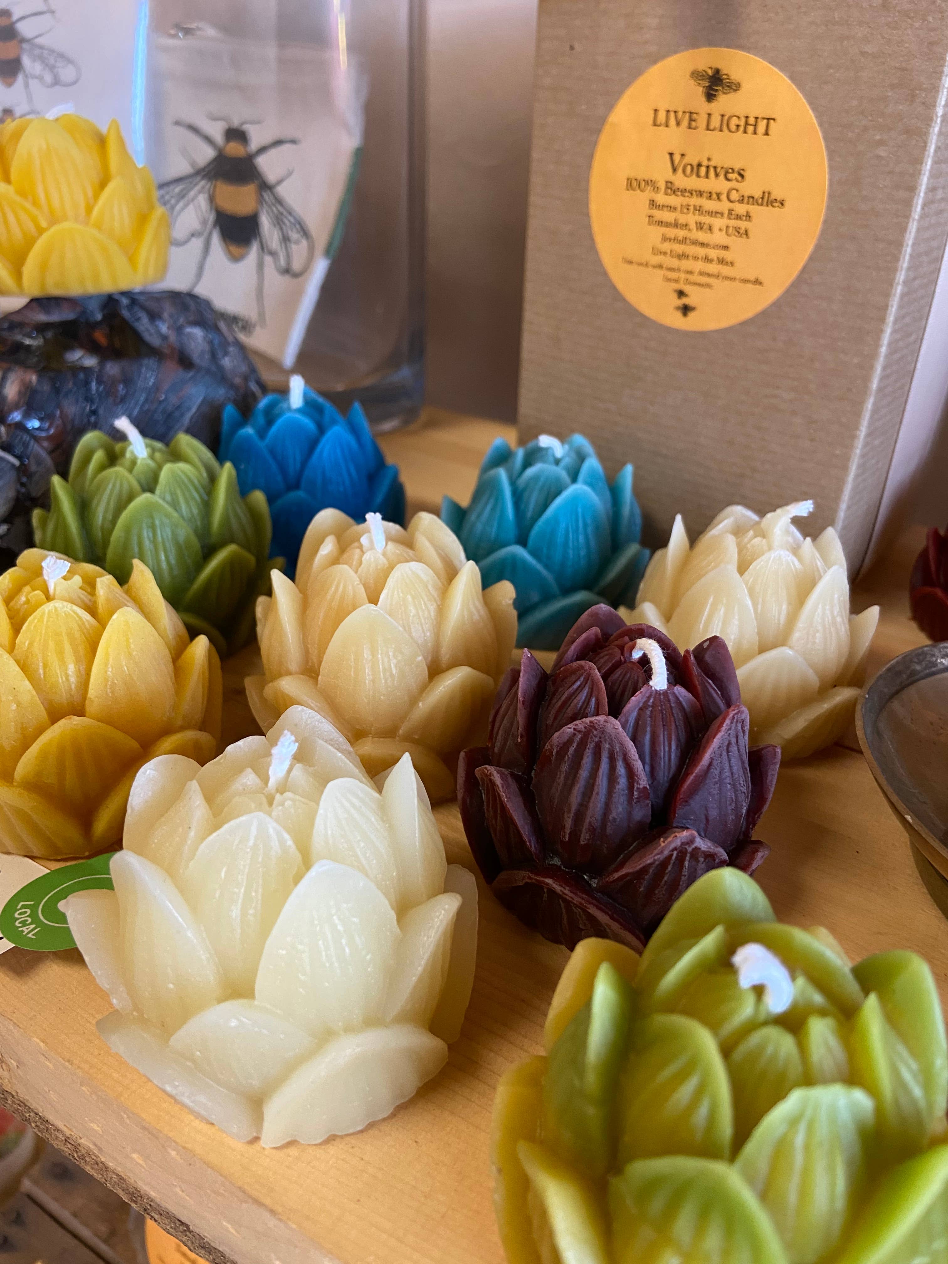 Live Light Beeswax Candles - Wholesale Novelty Candle - Lotus Meditation Candle Box Set1