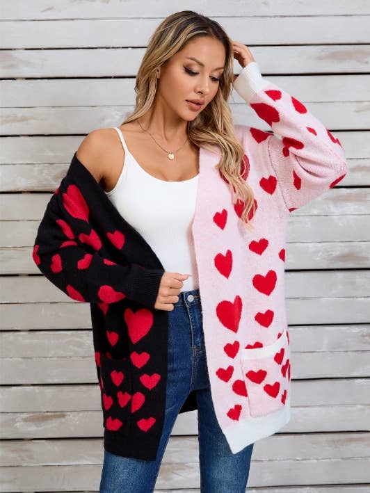 Two Tone Heart Cardigan for wholesale by Miss Sparkling