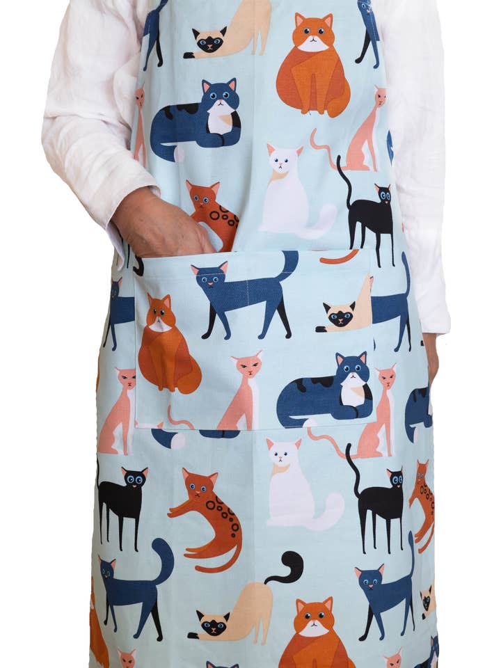 Apron (Heavy Drill) - Colourful Cats for wholesale by Allgifts Australia
