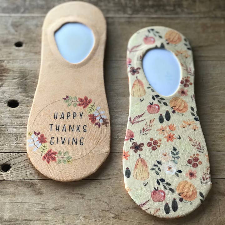 Happy Thanksgiving No-Show Socks (Set of Two) for wholesale by Simply Me • Gentlemen Est. 2017 LLC