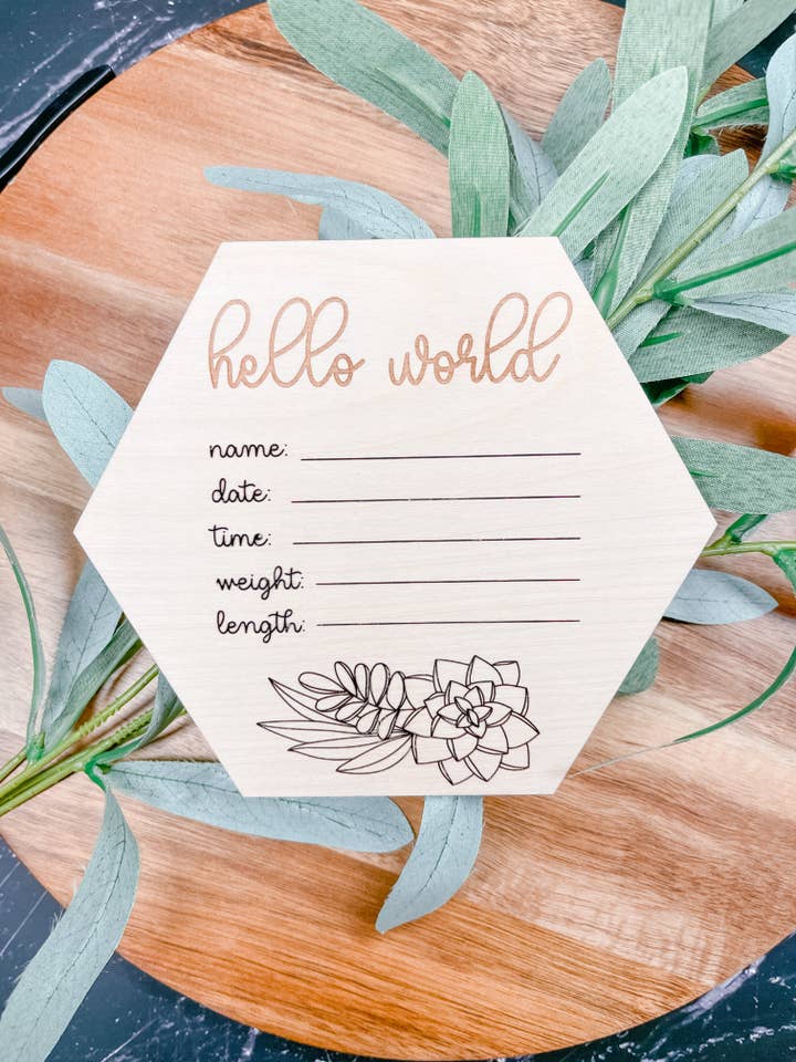 Azulejo Hexagon Floral Hello World Baby Stats Stats por atacado de Johnson Livings LLC