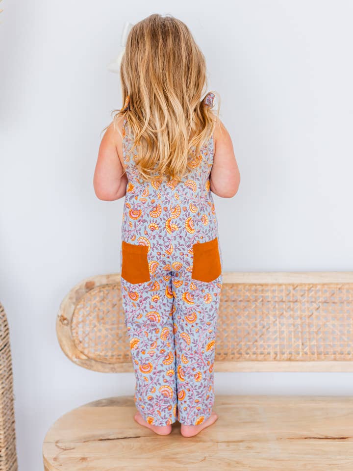 Yo Baby - Wholesale Jumpsuit - Kids - Reversible Solid Rust Corduroy & Rust Floral Printed Jumpsuit : Infant : Baby : Toddler : Tween : Kids10