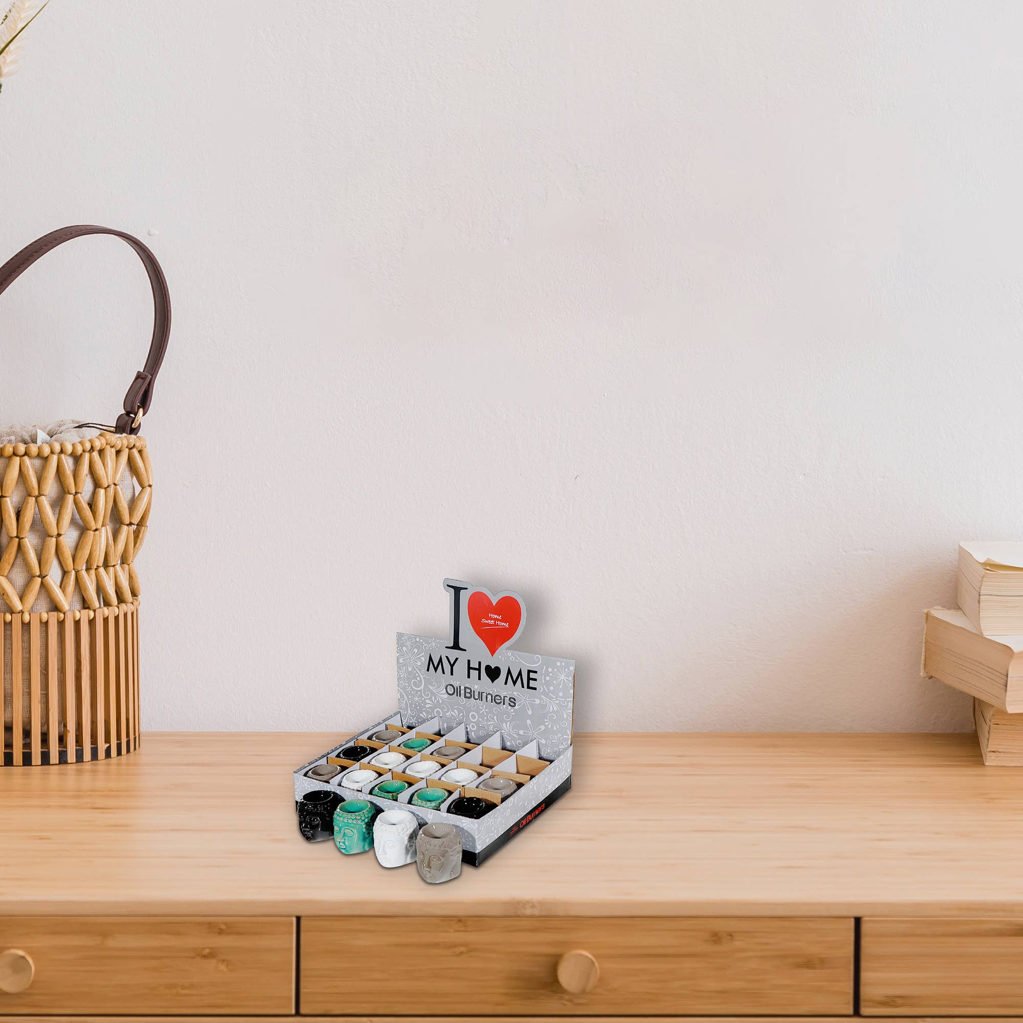 Multi Ceramic Oil Burner Buddha Head Assorted 20/Display for wholesale on Faire1