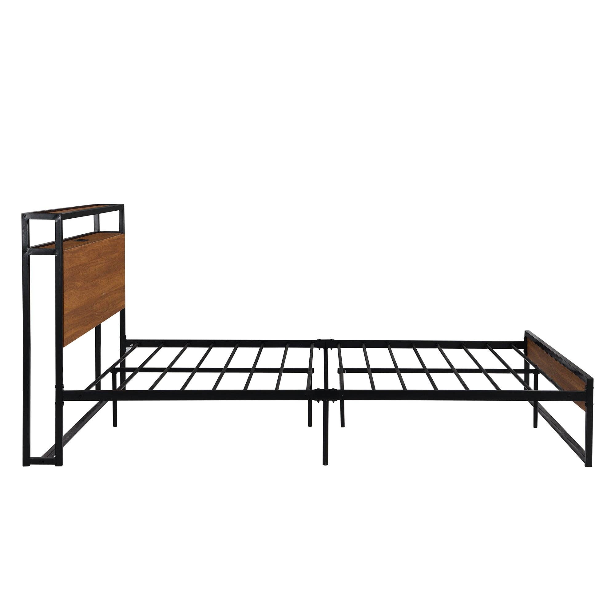 VTNG50 - Wholesale Bedroom Furniture - Queen Size Metal Platform Bed Frame with Sockets, USB Ports14
