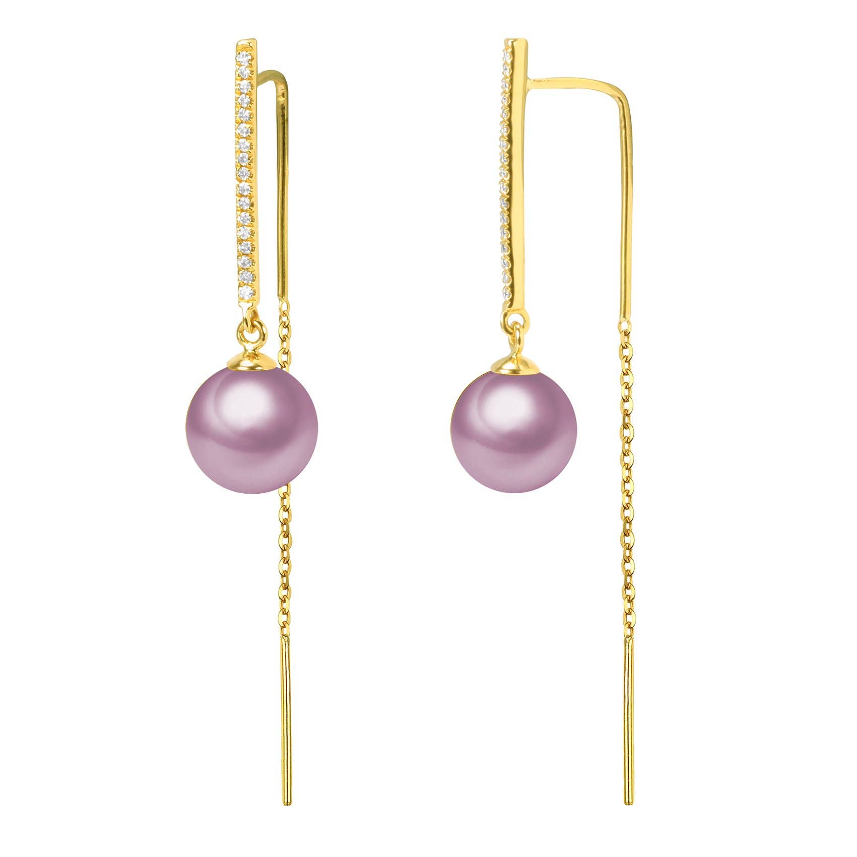 Timeless Pearl - Wholesale Dangle Earrings - G18k Diamonds Edison Pearl Threader Earrings2
