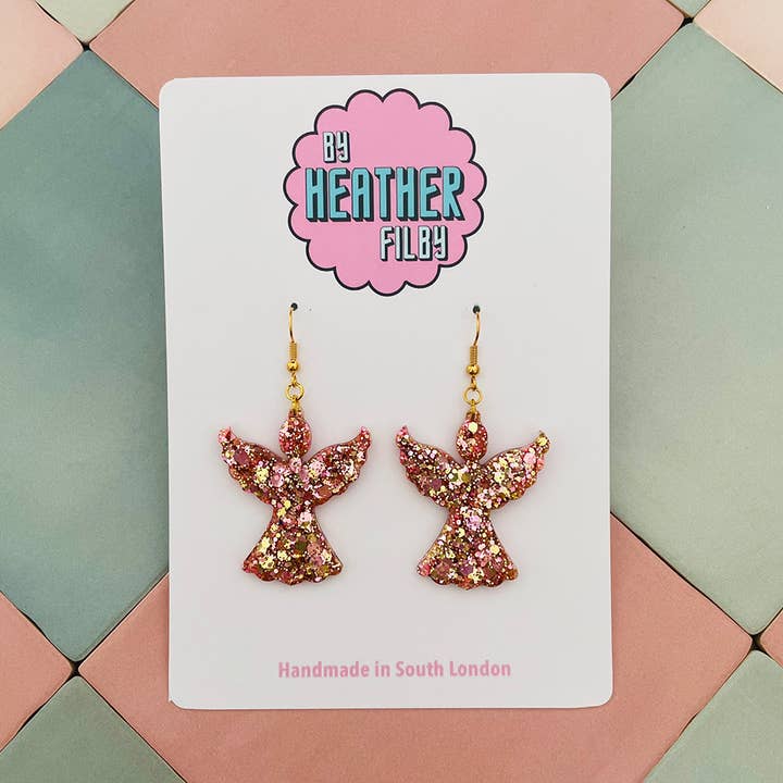Orecchini Christmas Angel Glitter per la vendita all'ingrosso da parte di By Heather Filby