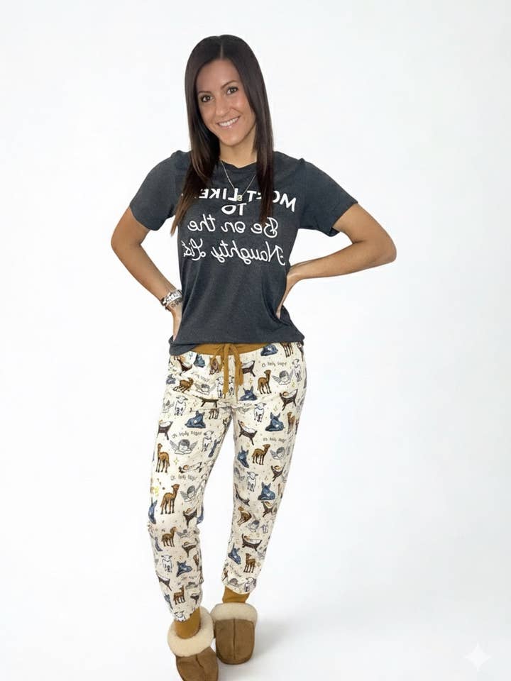 Oh Holy Night Adult Bamboo Joggers for wholesale by Brinley Jo’s Bamboo