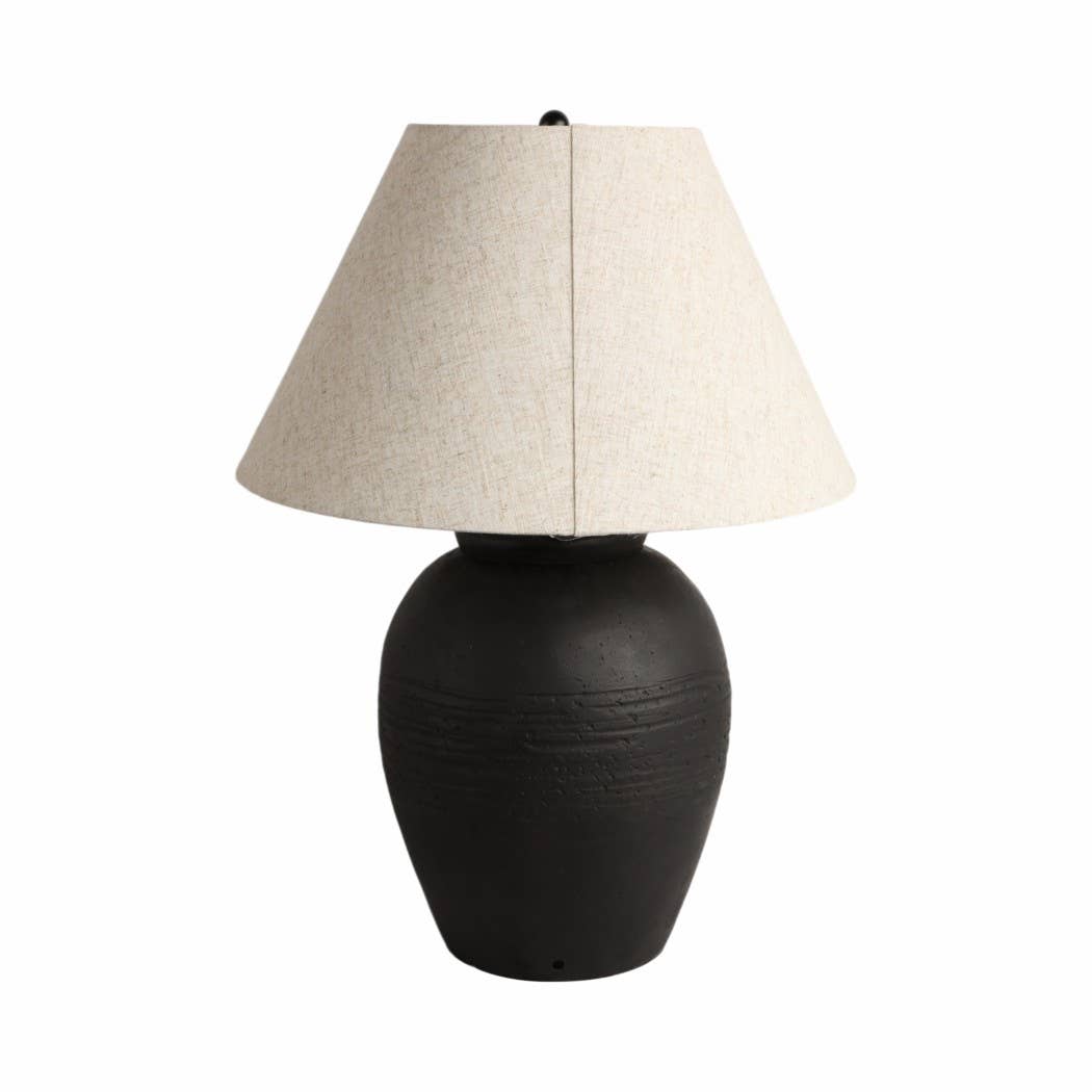Sagebrook Home - Wholesale Accent/Desk Lamp - Black/Beige 27 in. Artisan Jug Table Lamp with Tapered Shade3