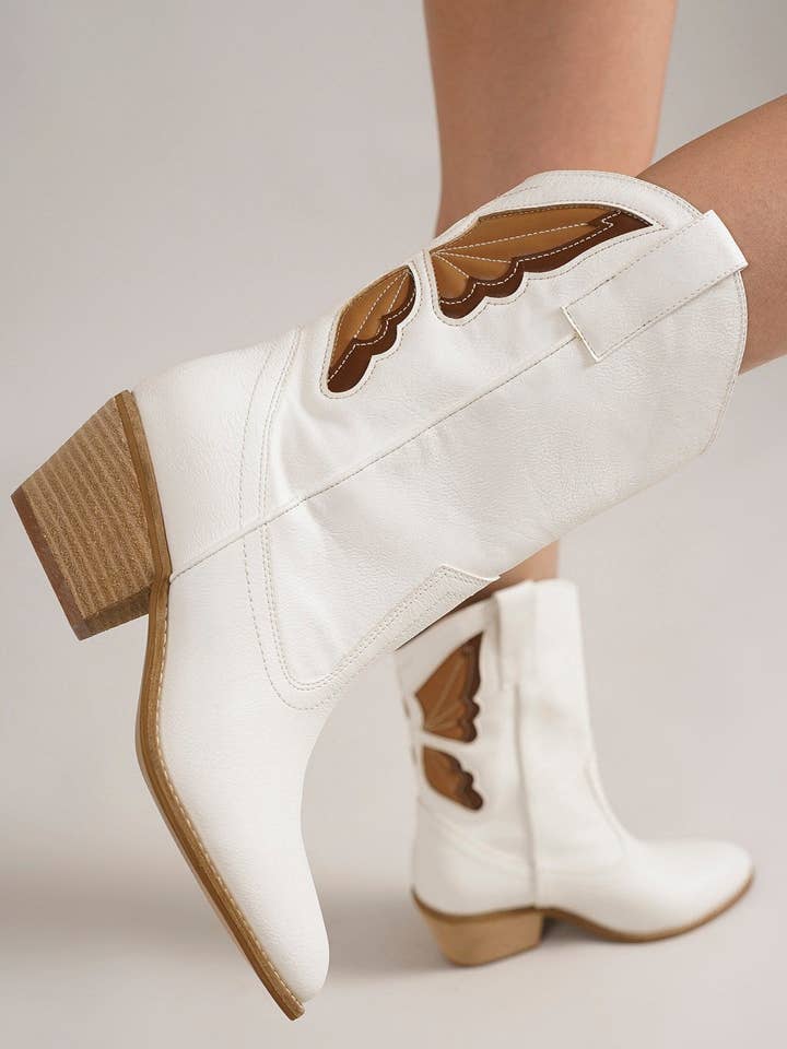 BOTTES DE COWBOY À MOTIF PAPILLON DÉCOUPÉ SUNNY-49 pour la vente par CCOCCI
