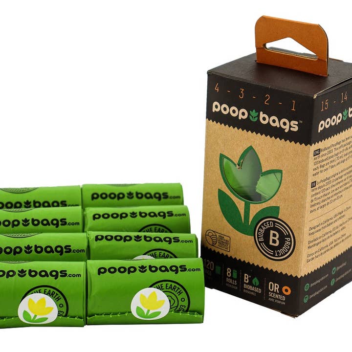 Orange Scented USDA Biobased, 8 Roll Pack, Dog Poop Bags for wholesale by LickiMat / Klearwater Distribution