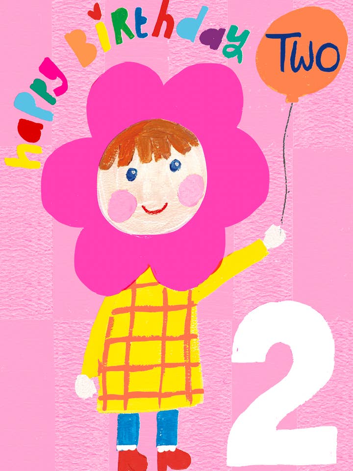 FILLE DE FLEURS DE 2 ANS AVEC BALLON pour la vente par Paper Salad