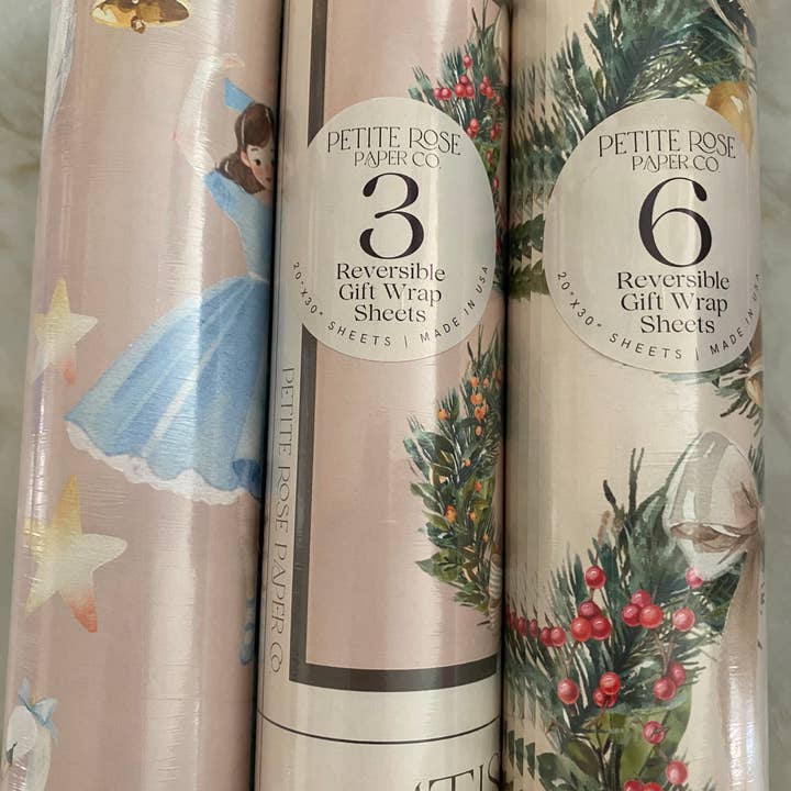 Petite Rose Paper Co. - Wholesale Flat Wrap - Holiday Gift Wrap | Reversible Gift Wrap | Double-Sided Wrap