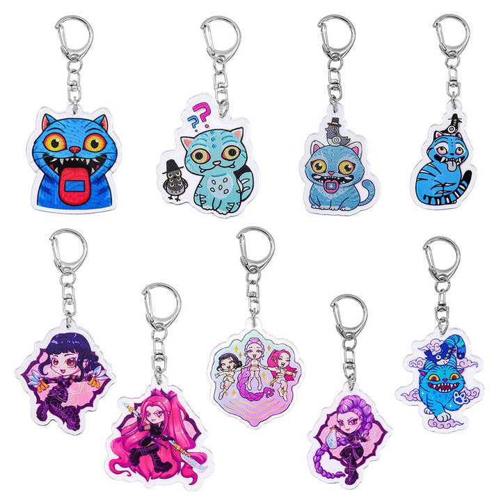 Cartoon K-Pop Demon Hunters Double-Sided Keychain Trendy Anime Bag Charm & Collectible Accessory for wholesale by Auraquise