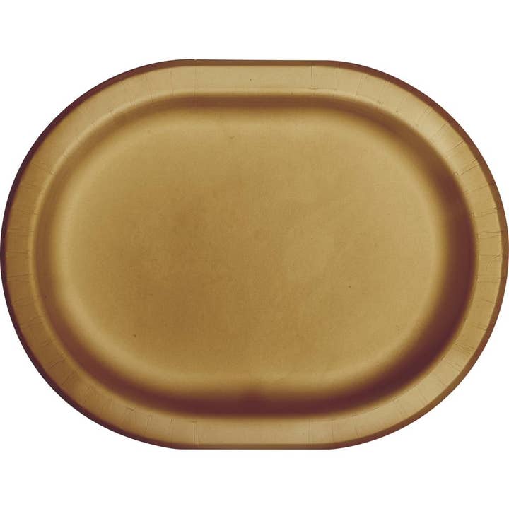 Glittering Gold Paper Oval Platter, 8/Pkg for wholesale by Bulk Party Decor