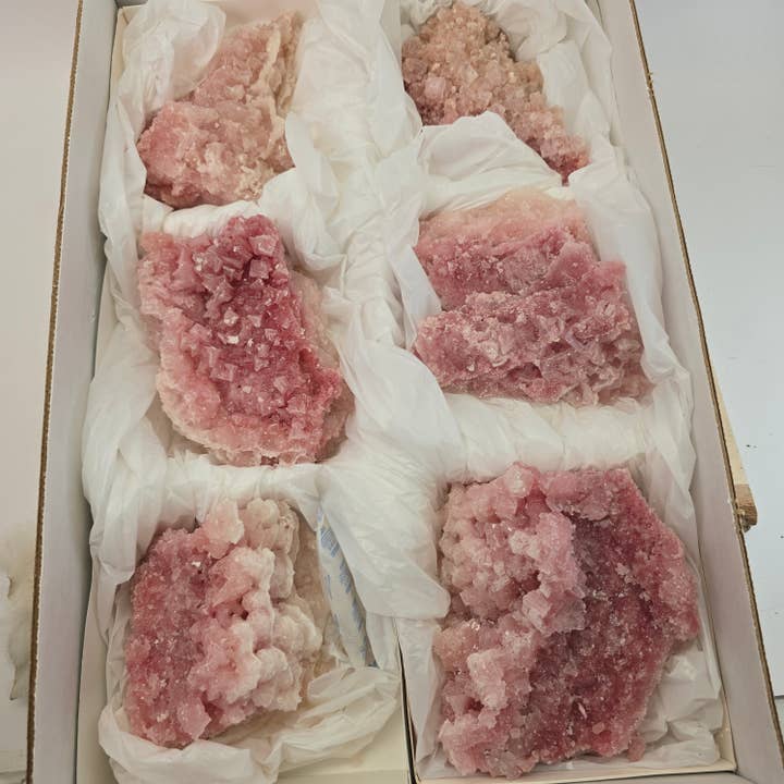 Aquamarine Daydream Wholesale - Wholesale Spiritual Stone/Crystal - 6pc Pink Halite ~ Bulk Mineral Flats ~ Crystal Specimens #13