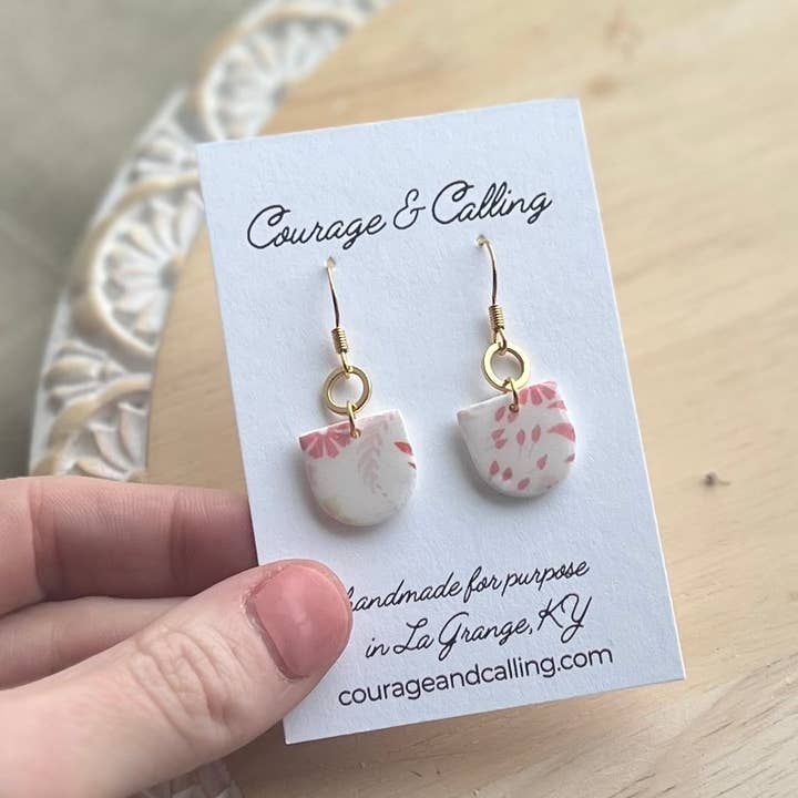 Della Dangles in Orangy Pink Floral Transfer Paper for wholesale by Courage & Calling