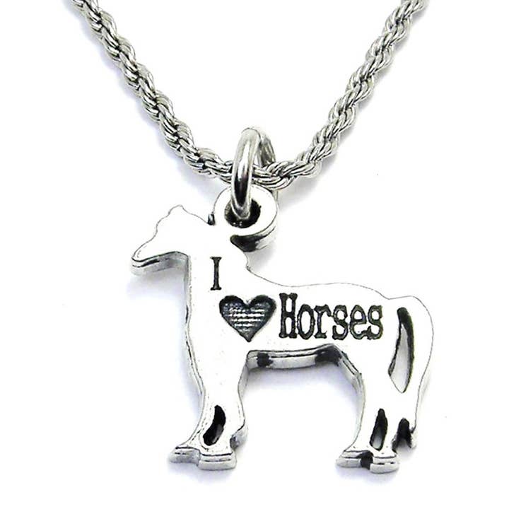 I Love Horses Single-Charm-Halskette Pferdesport für den Großhandel von Chubby Chico Charms
