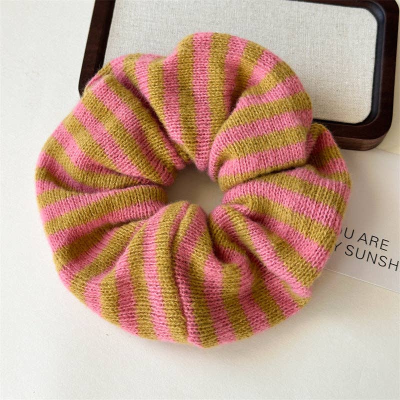 Dipped Shop - Wholesale Scrunchie - Women's - Color Block Striped Elastic Hair Tie DP25F9616