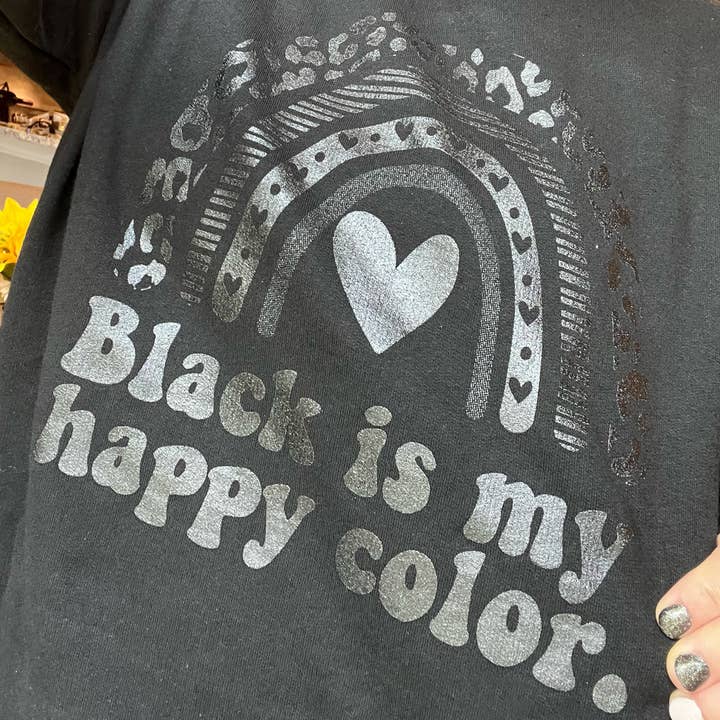 Mama Pop Apparel - Wholesale Screen Printed T-Shirt - Women's - Black is My Happy Color Graphic Tee2