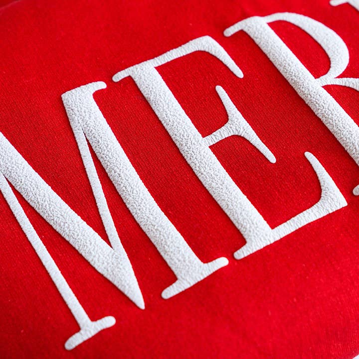 Embossed Red Merry Christmas Crewneck for wholesale on Faire1