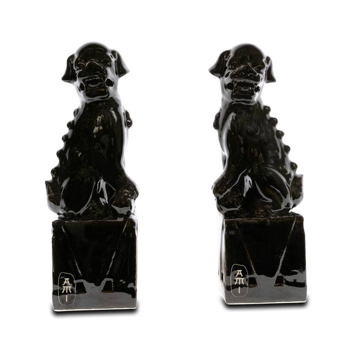 Black fu dog set for wholesale by Asian Mix Interior