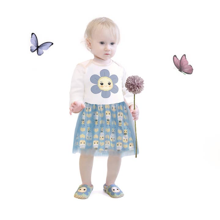 Blauwe bloemen tutu jurk: pasgeboren tot 8 jaar oud voor wholesale door Olly & Arya
