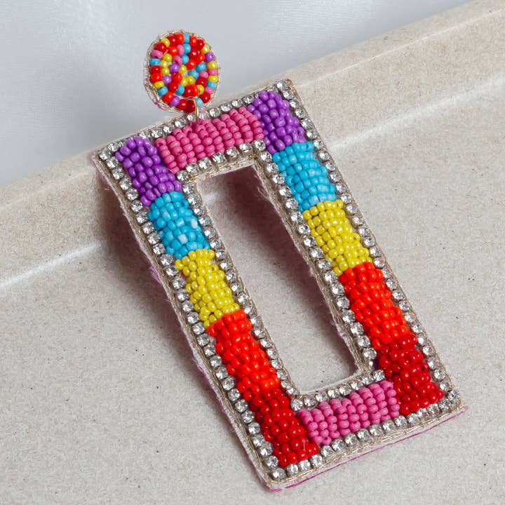 House of Kraft Jewelry & Accessories - Wholesale Dangle Earrings - Rectangle Earrings | Beaded Jewelry | Multicolored Earrings2