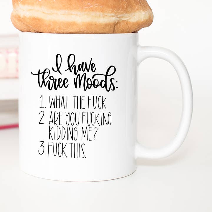 Ik heb 3 Moods koffiemok voor wholesale door Blush and Bold Collective