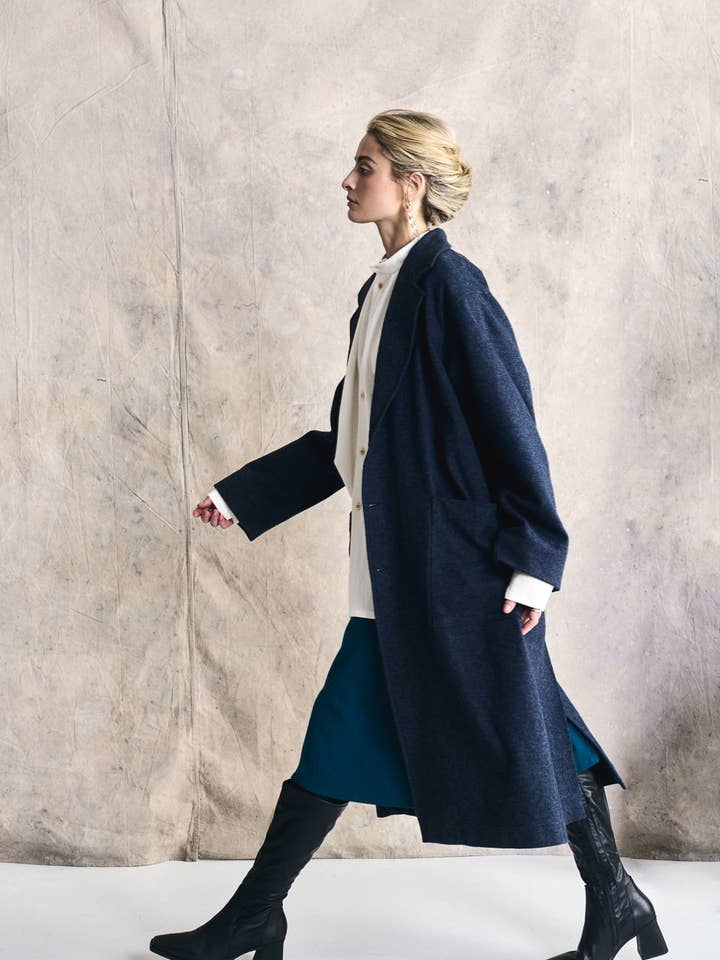 Relaxte Overjas - Gemengd Blauw voor wholesale door Devlyn van Loon