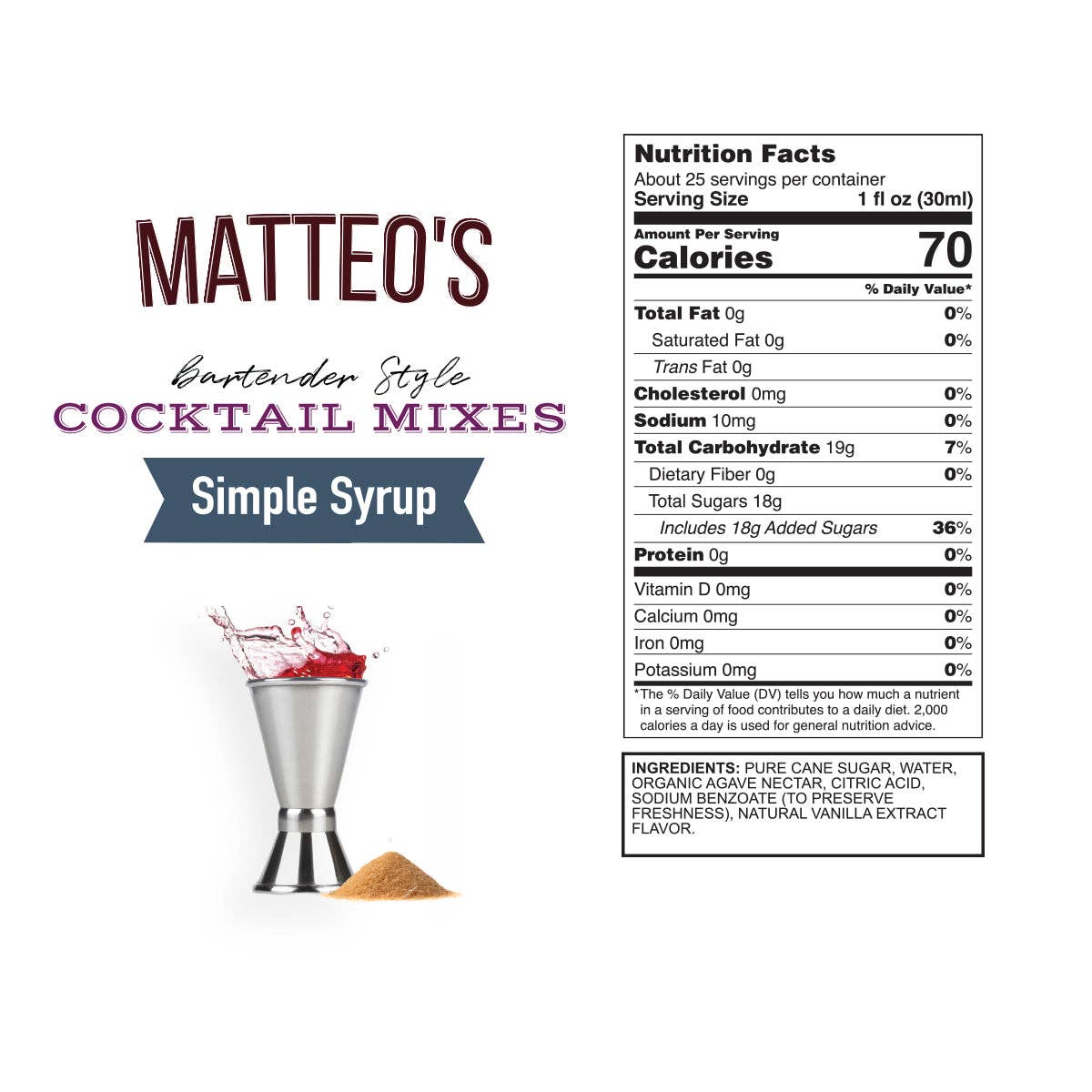 Matteo's - Wholesale Cocktail Mix/Syrup - Matteo's Cocktail Mixes - Simple Syrup - Delicious Cocktail Mixers, Premium Bartender Style Cocktails2