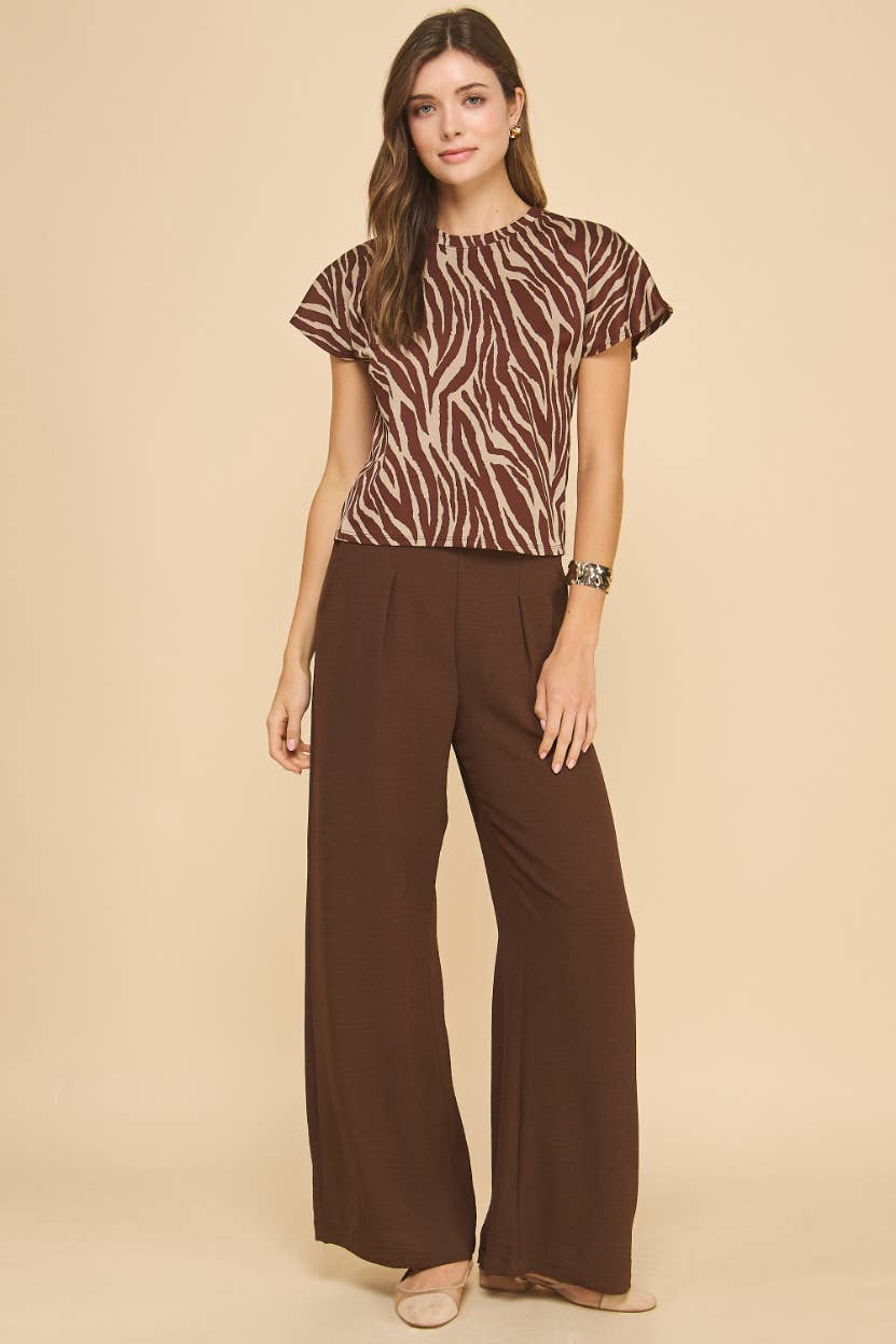 Brun ISP1342A Flowy Bukser Brun for engroshandel på Faire2