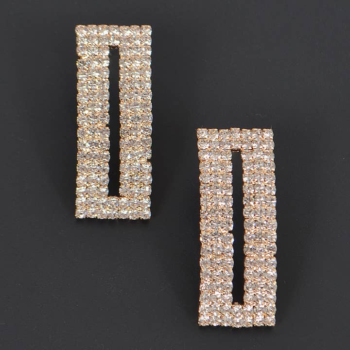 Rechthoekige oorknopjes met strass voor wholesale door 3AM BY H&D ACCESSORIES