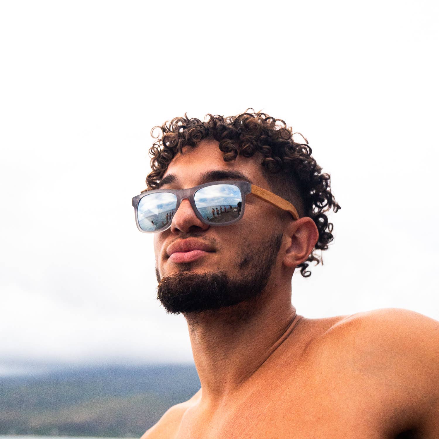 GOWOOD – wholesale Solglasögon - Unisex – Fyrkantig bambu trä solglasögon med silver polariserade linser4