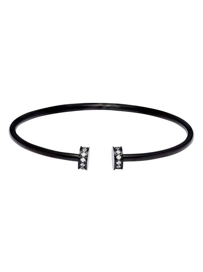 Skinny Crystal Cap Manchetknoop - Zwart voor wholesale door Knotty Accessories