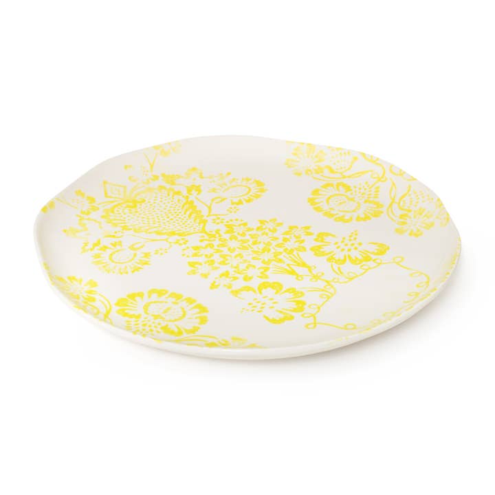 BlissHome - Wholesale Platter - Platter, Yellow, monochromatic Damask wallpaper