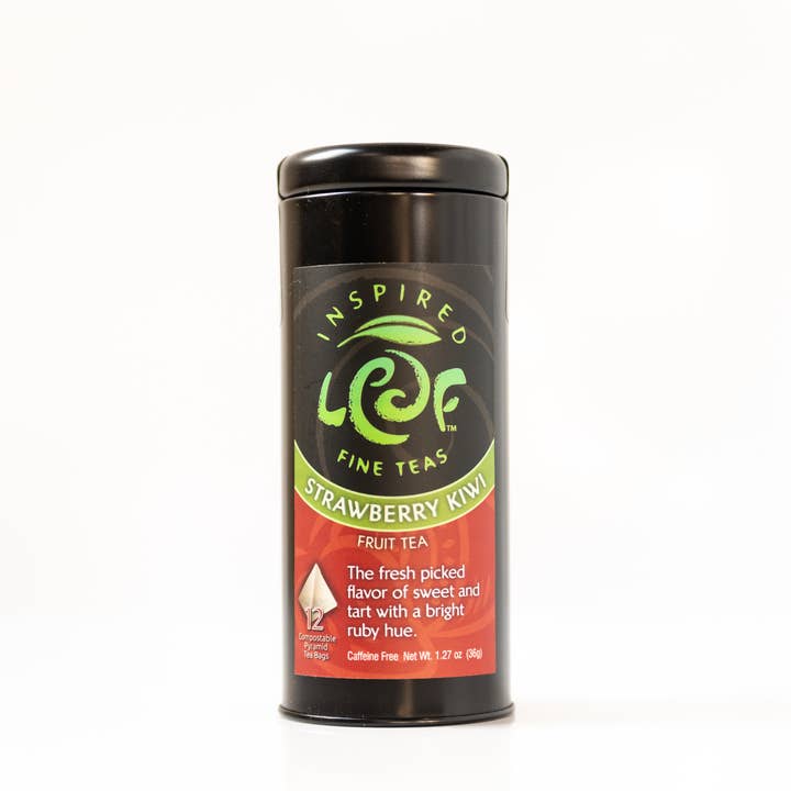 Inspired Leaf Teas - Wholesale Health/Detox Tea - Strawberry Kiwi Herbal Tea Pyramid Tin. Summer blend.