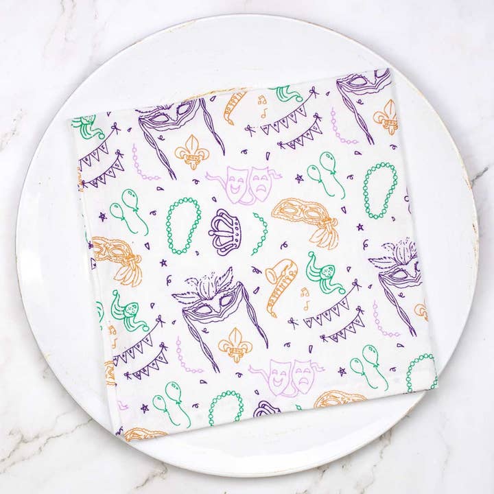 Royal Parade Napkin White/Purple/Green/Gold 18x18 for wholesale by The Royal Standard