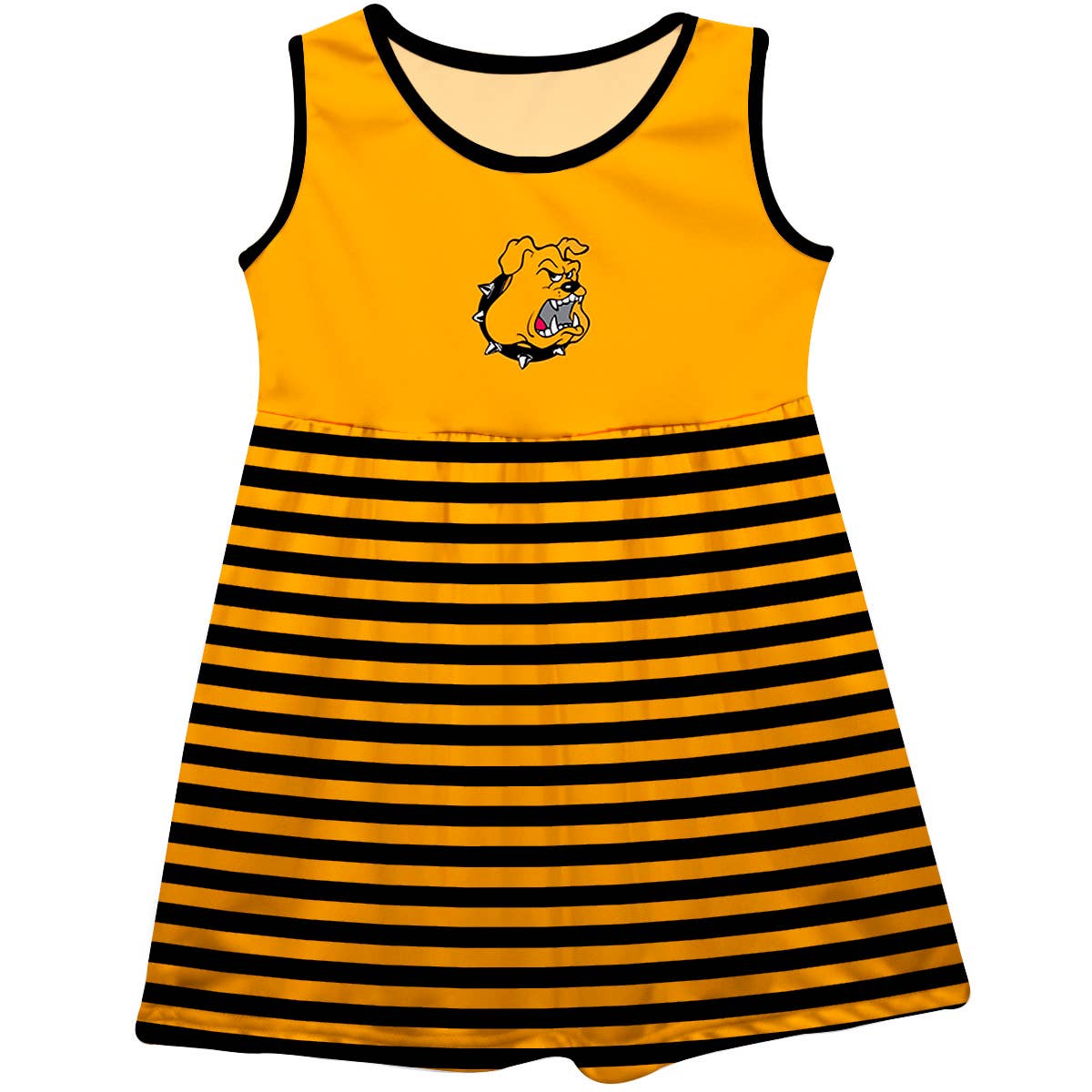 Vive La Fete - Wholesale Dress - Kids - Texas Lutheran TLU Bulldogs Tank Dress Gold Stripes-Skirt0