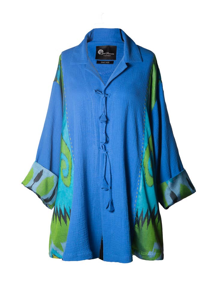 Blauwe Extra Oversized Combi Jas voor wholesale door Bibi Hanum