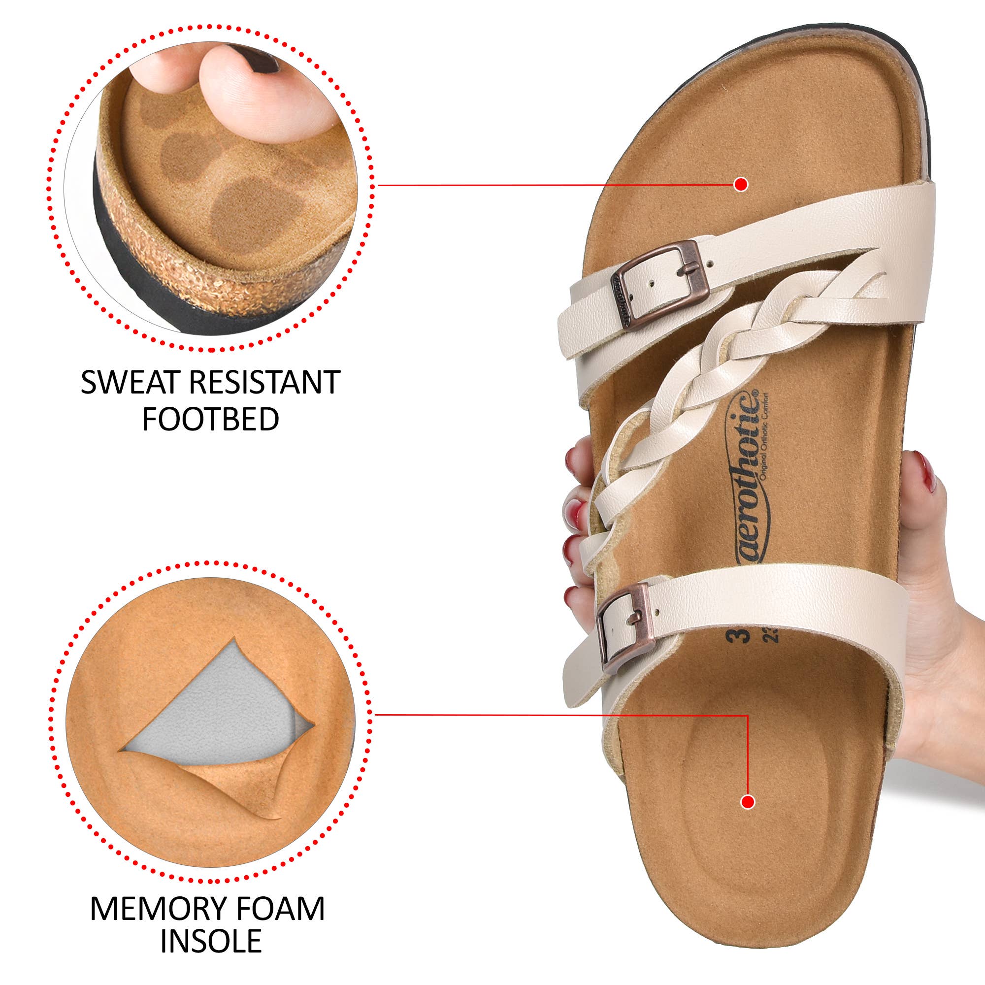 Aerothotic – Engroshandel sandal - Dame – Aerothotic Viking komfortable korksandaler med stropper6