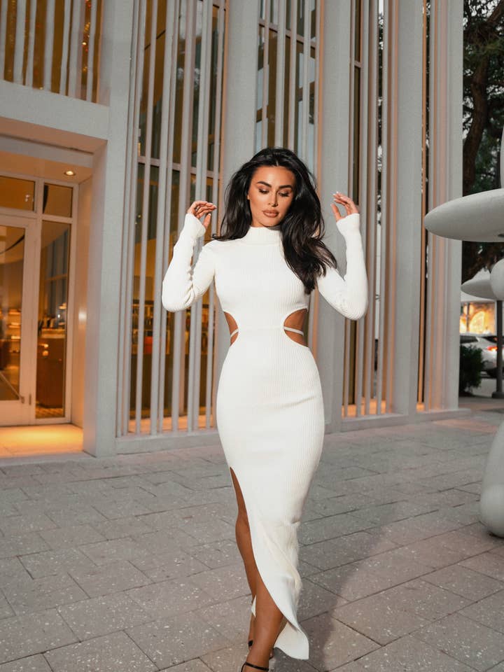 Rosie Dress Ivory Long Sleeve for wholesale by Marlina Boutique