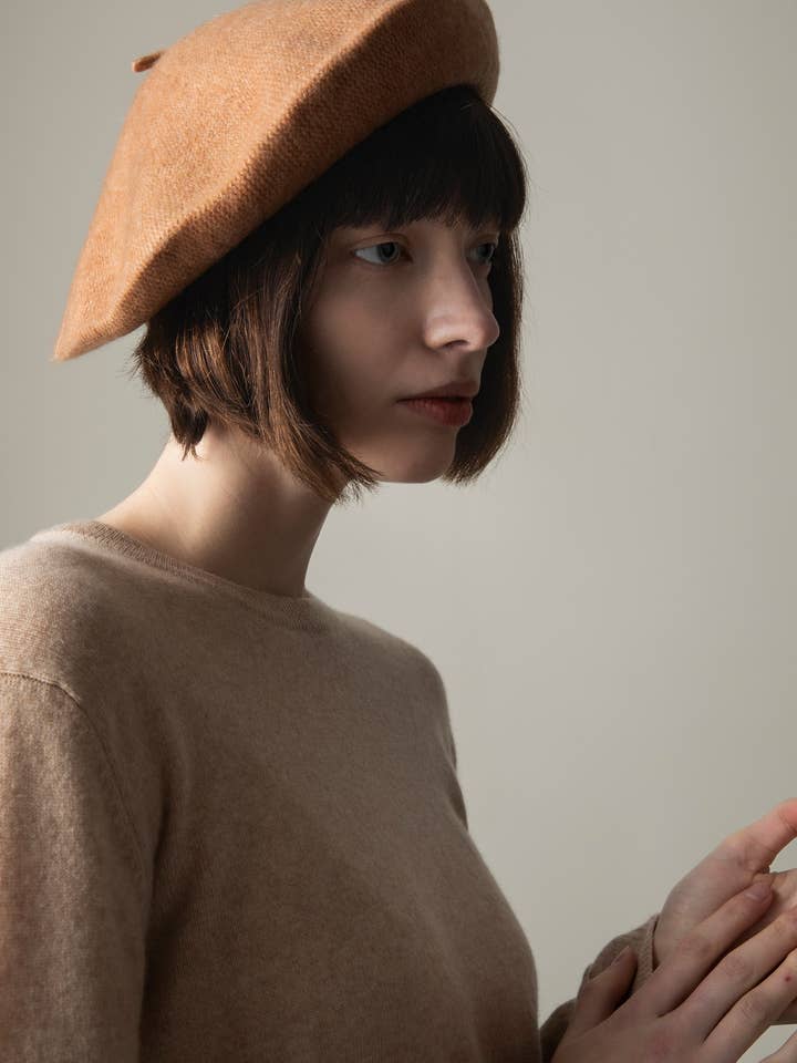 Kasjmier gebreide baret - camel voor wholesale door Kiltane