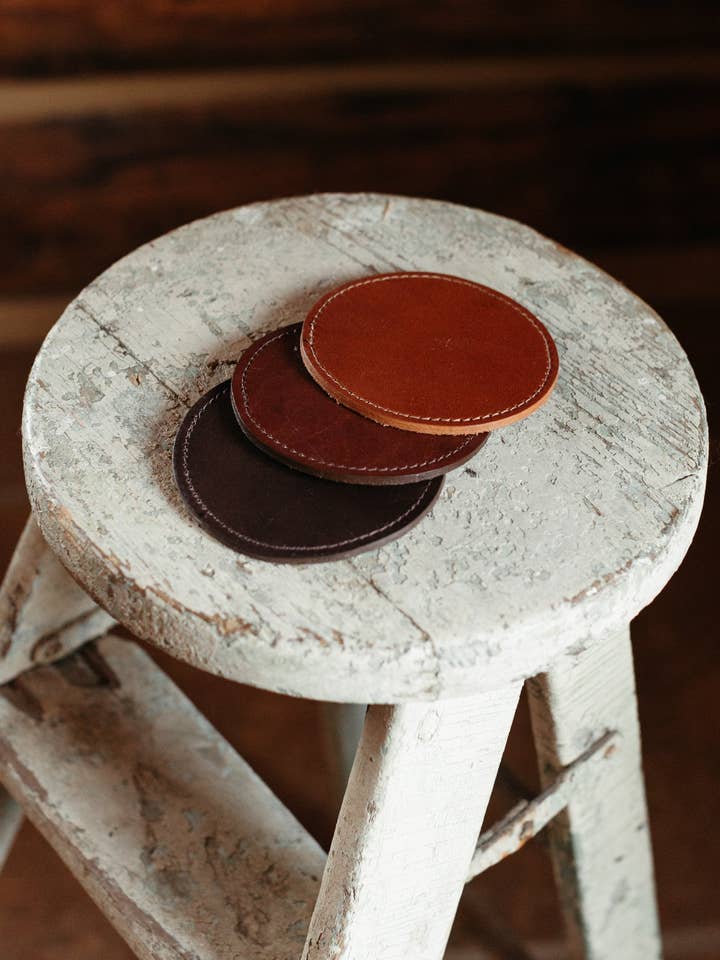 WHOLESALE CIRCLE COASTERS for wholesale by Crossbow Leather