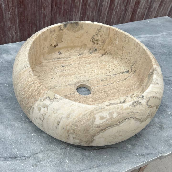 Arbon Marble - Wholesale Bathroom Accessory Set - Travertine Marble Sink, Polished Marble Bathroom Vanity Top made of Premium Stone Sink for Farmhouse Powder Room