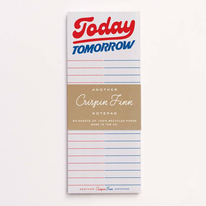 Today/ Tomorrow Note Pad for wholesale by Crispin Finn