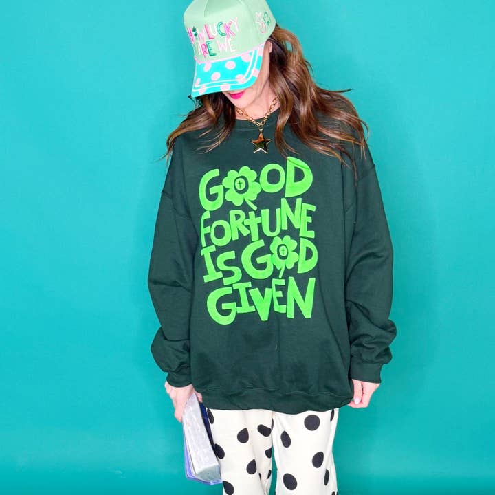 Camisola "Boa Fortuna é Dádiva de Deus" por atacado de Poppy & Pine