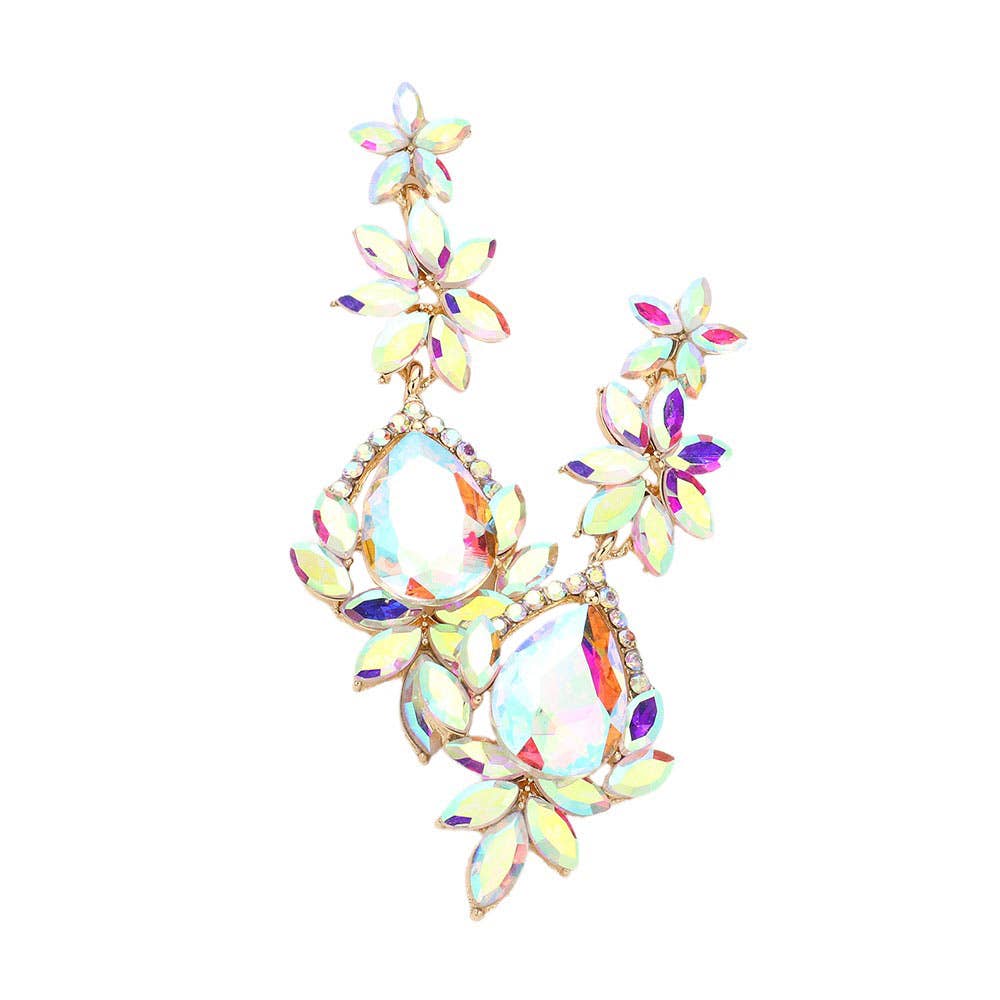 Pearl and Rox - Wholesale Dangle Earrings - Marquise Stone Teardrop Floral Dangle Evening Earrings9