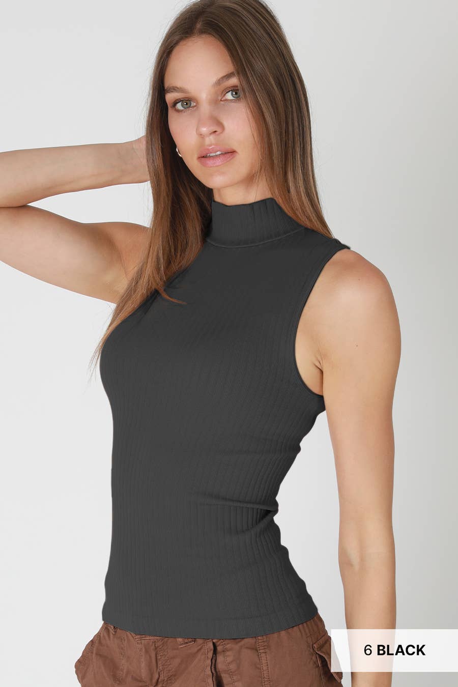 NIKIBIKI - Wholesale Knit Top - Women's - NS8427 - Wide Ribbed Mock Neck Sleeveless Top7